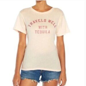 Wildfox Travels well with tequila Tee T Shirt Con Keke Pink NEW NWT XS Medium